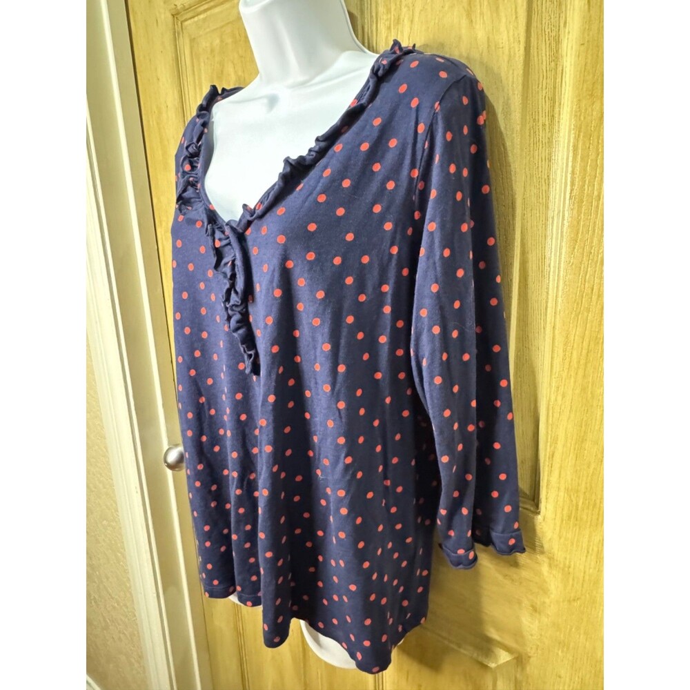 Boden Top Womens Size 16 Polka Dot Stretch Casual Shirt Cotton Modal - Picture 4 of 6